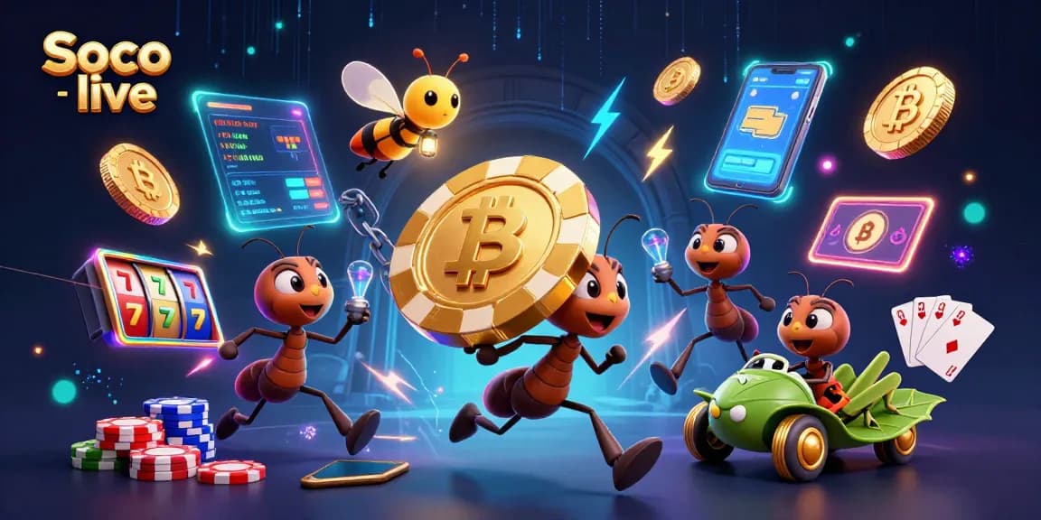 Engage with Soco live by joining a thrilling escape with cartoon ants heisting a giant poker chip.