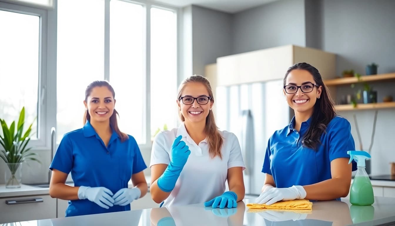 Efficient team providing cleaning services calgary in a spotless kitchen environment.