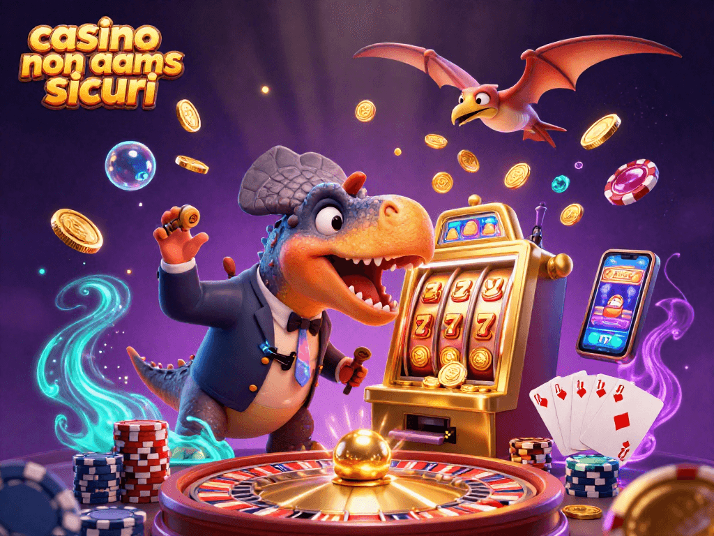 Gioca al casino non aams sicuri con il pachycephalosaurus che abbatte una macchina a slot, mentre il manager in ansia si agita.