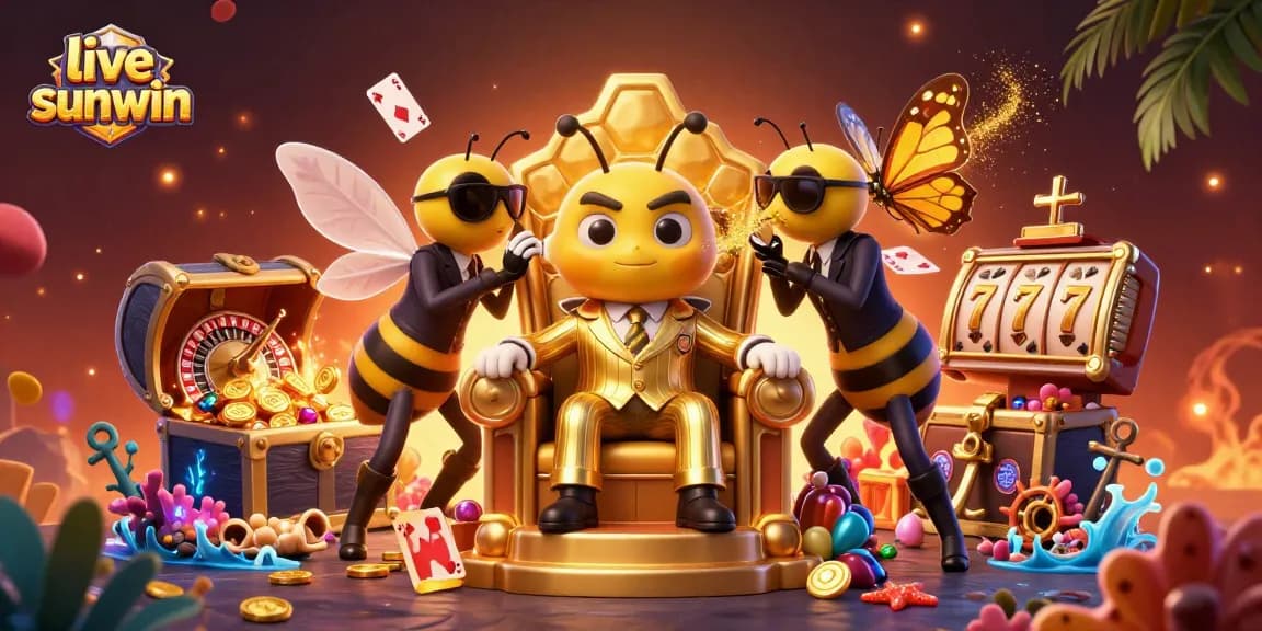 Experience live sunwin's thrilling casino action with a vibrant, animated scene showcasing gaming excitement.