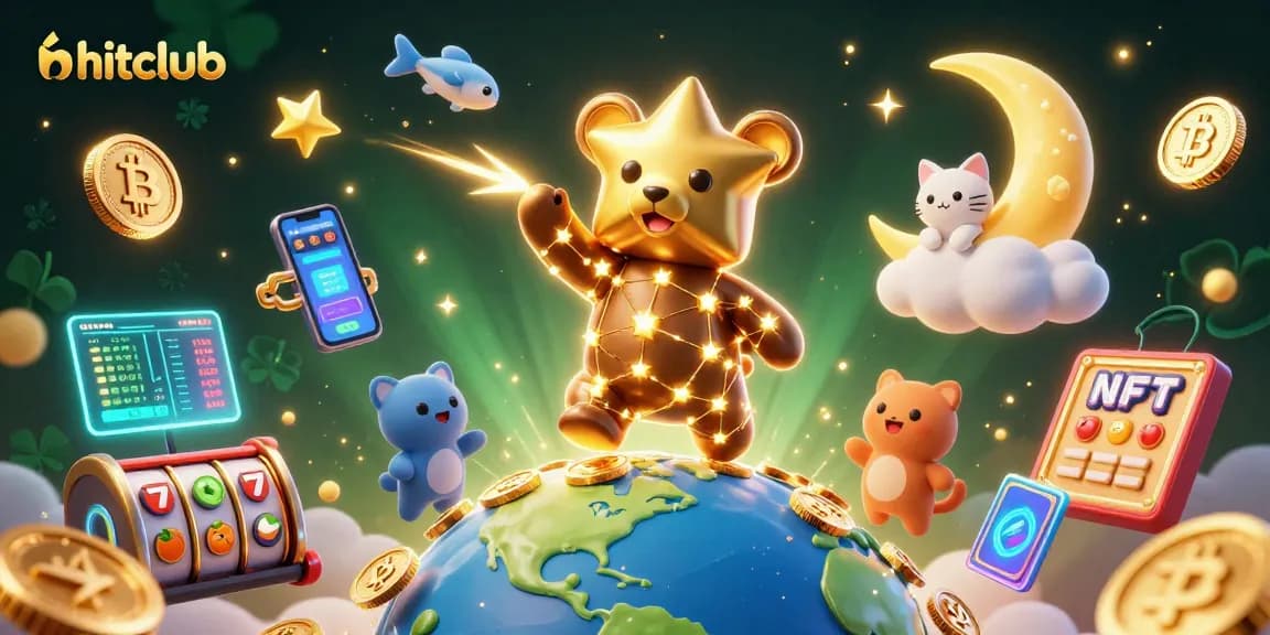 Join the hitclub as the constellation bear scoops winning coins from a vibrant casino scene.
