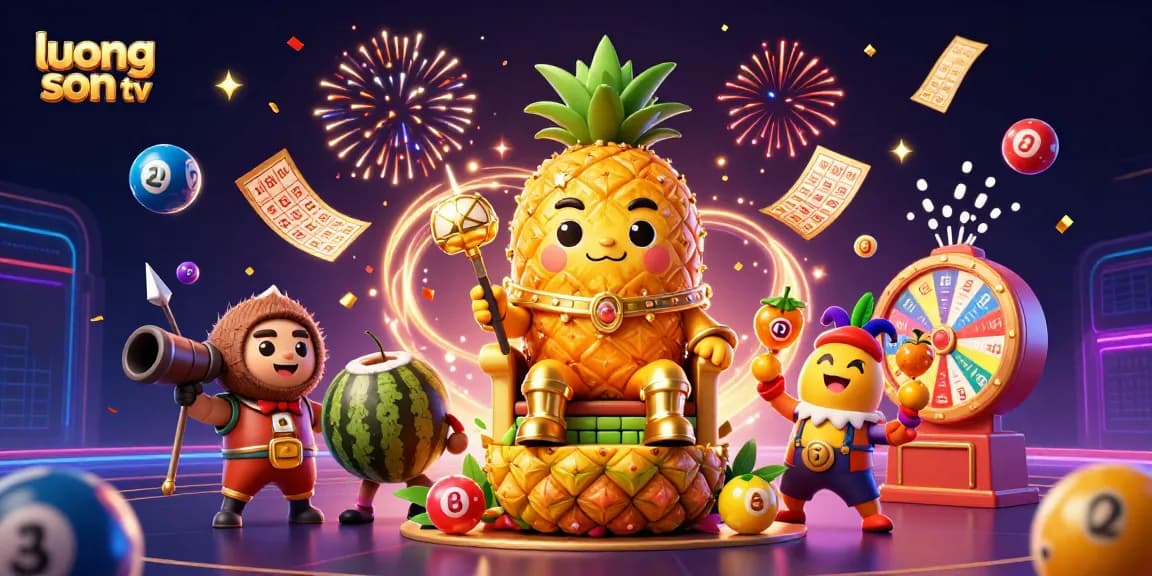 Experience the excitement of luong son tv with vibrant casino elements in a lively 3D illustration.