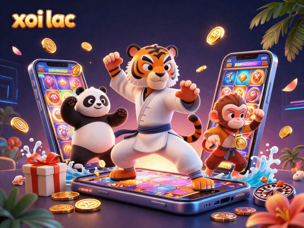 Engage with xoi lac as the kung fu tiger master leads a dynamic gaming scene filled with excitement.