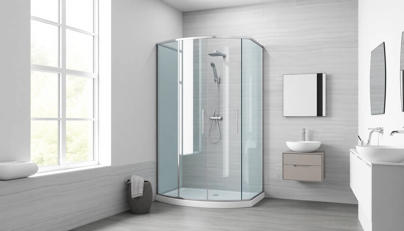 Moderne duschkabine 80x80 eckeinstieg in einem eleganten Badezimmer-Setup.