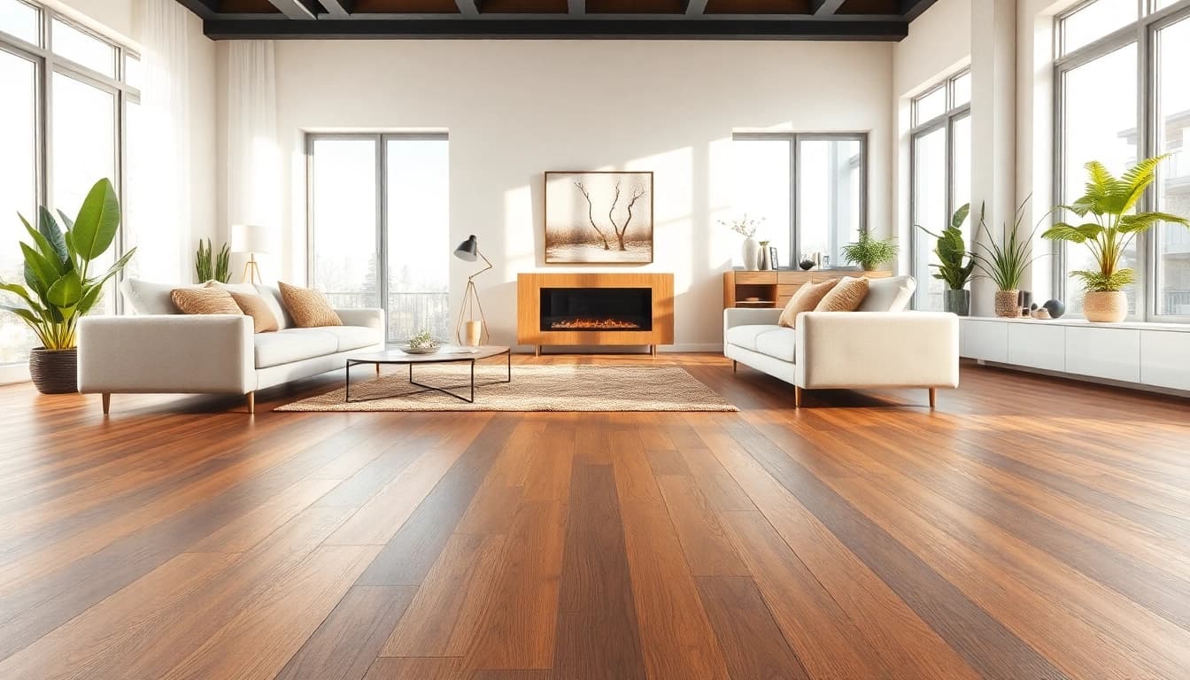 Install beautiful flooring near me in a stylish living space highlighting luxury vinyl textures.