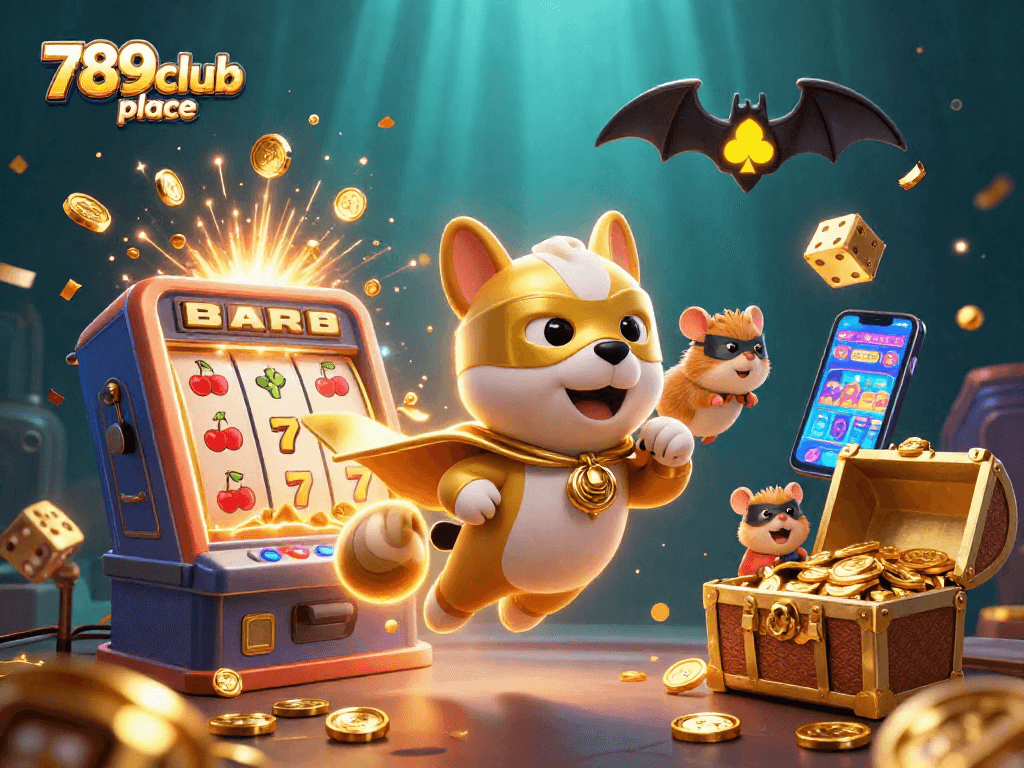 Experience the thrill of winning at 789club place with animated casino character action.
