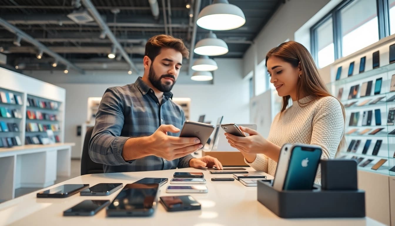 Sell Your Used Phone effectively with a vibrant display of smartphones and accessories.