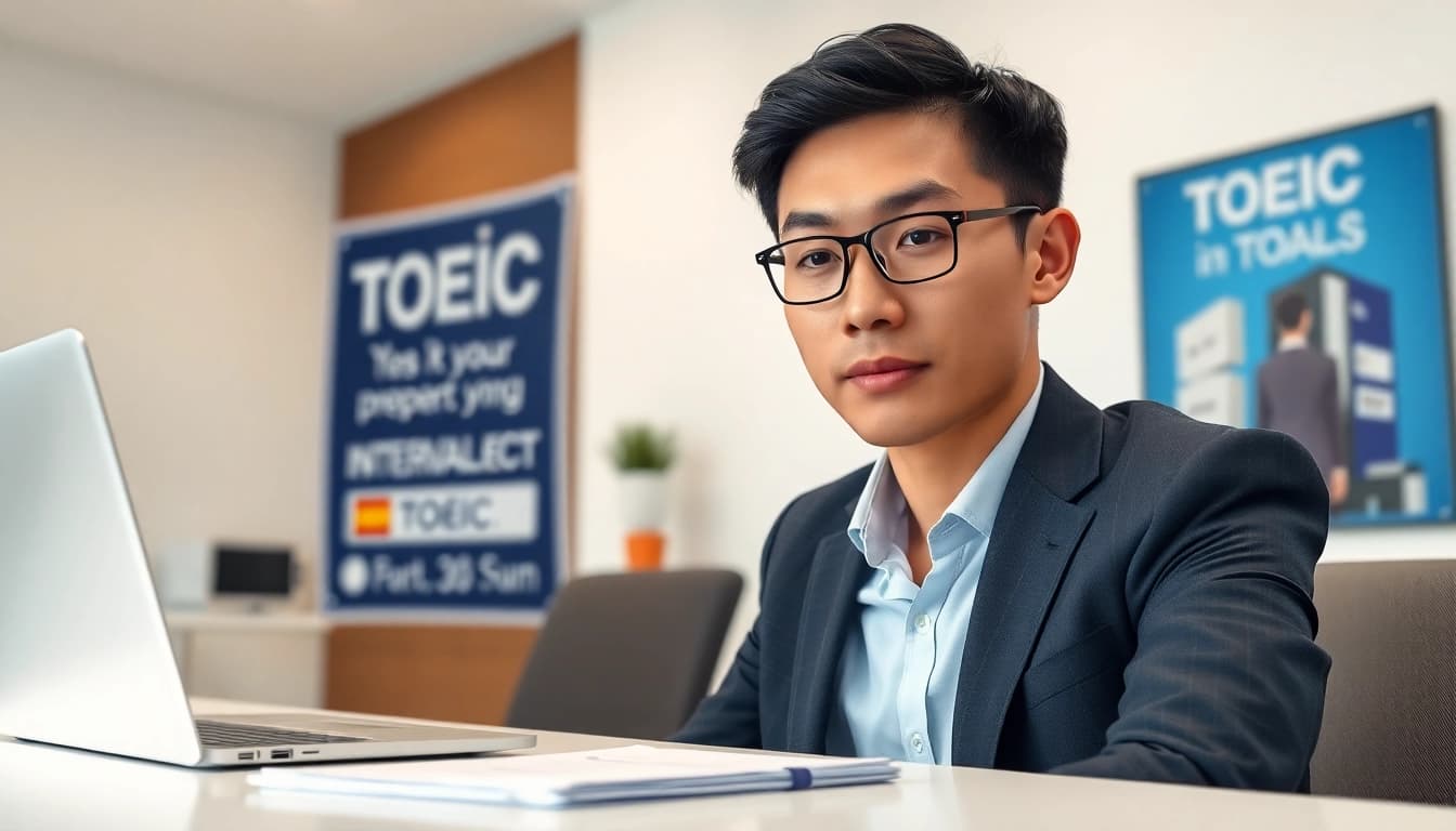 TOEIC test takers for hire showcase their skills in a virtual job interview for prospective employers.