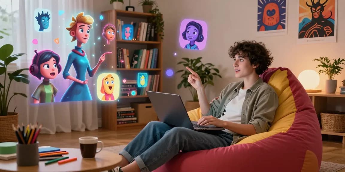 Engaging character AI nsfw interaction in a cozy home setting with animated visual elements and warm atmosphere.
