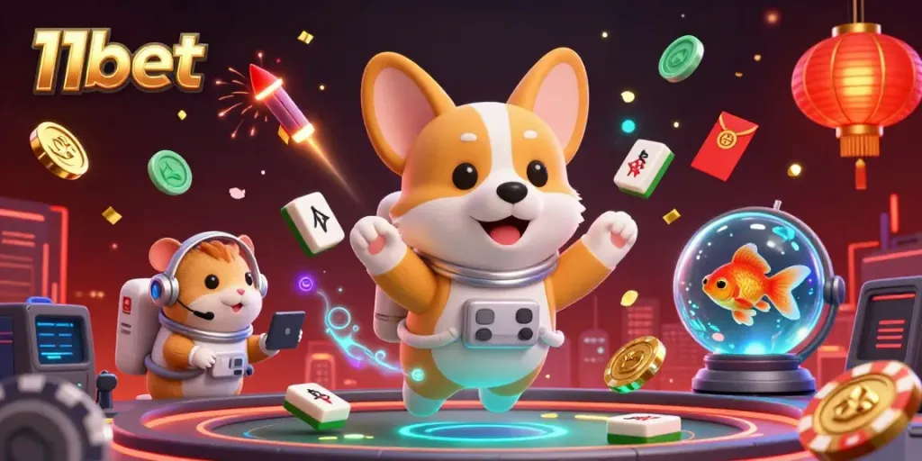 Experience thrilling gameplay with 11bet in a dynamic 3D casino scene with lively characters and immersive details.