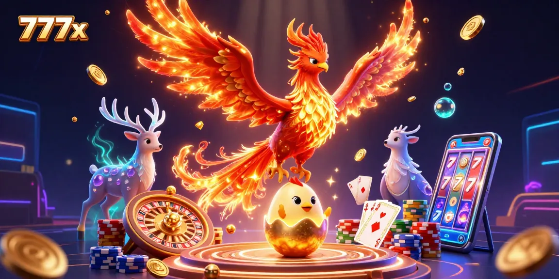 Experience the thrill of winning at 777x with a vibrant scene of dynamic casino elements.