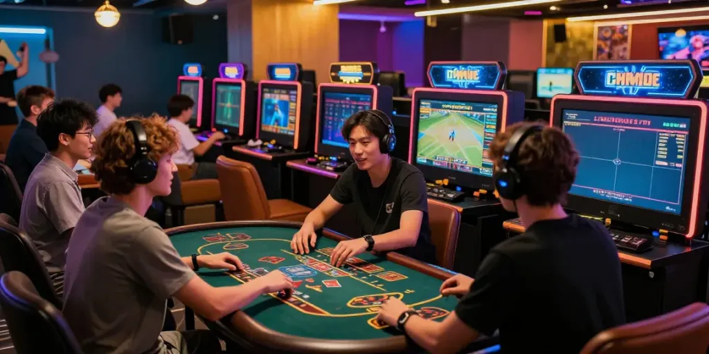 Online gaming excitement at https://man88pro.com/ with players in a modern casino setting.