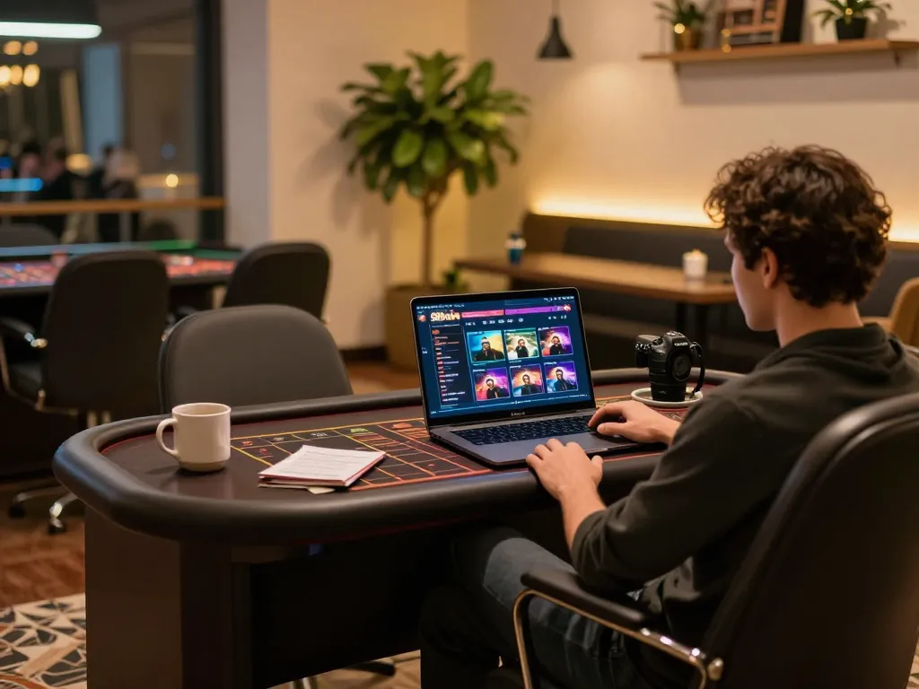 Player engaging in online gaming with 98win interface, showcasing strategic gameplay in a cozy environment