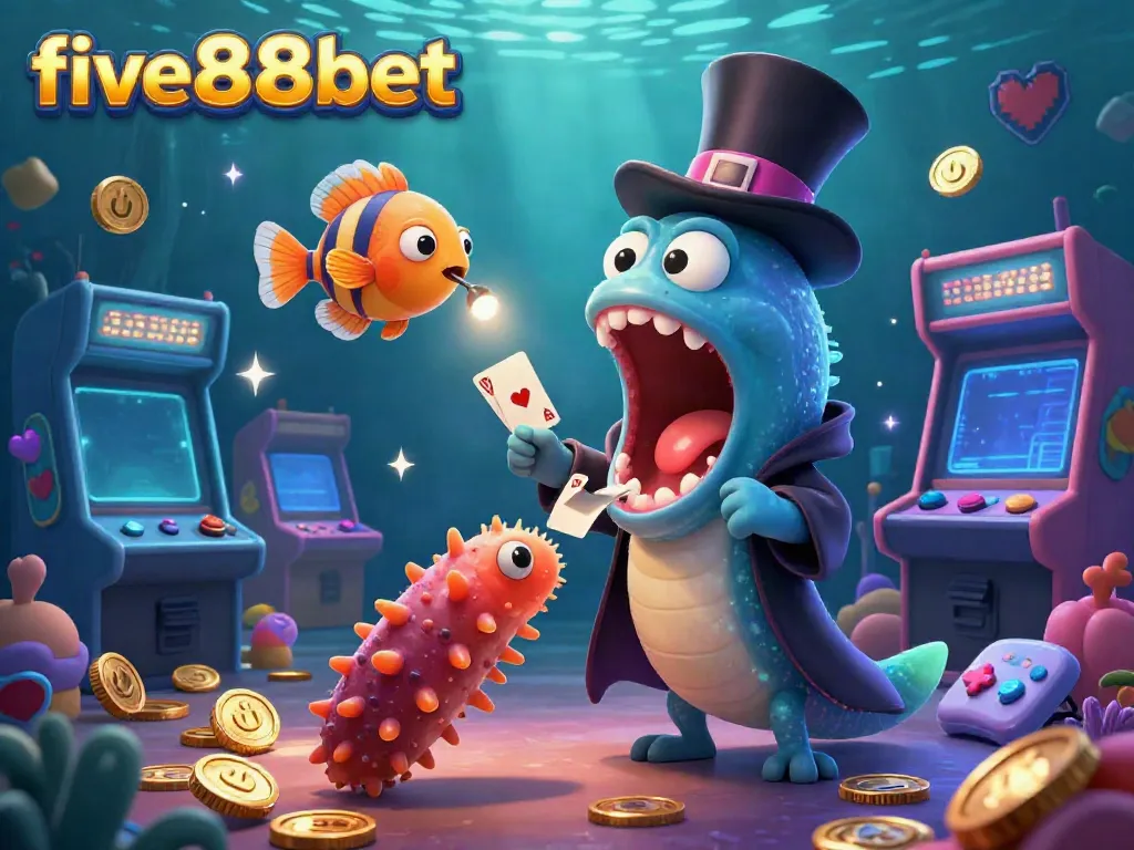 Engage with five88bet's vibrant underwater casino experience featuring unique game elements and characters.