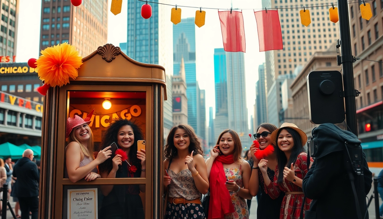 Enjoy exciting moments with a photo booth rental chicago, featuring colorful props and happy guests capturing memories.