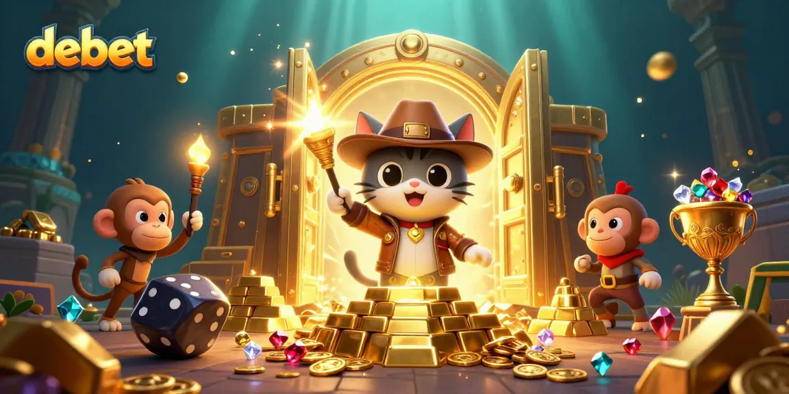 Experience debet thrills with a daring explorer and monkey uncovering golden treasures in a mystical casino.