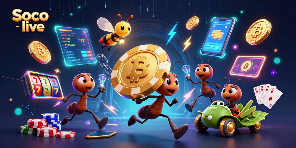 Engage with Soco live by joining a thrilling escape with cartoon ants heisting a giant poker chip.