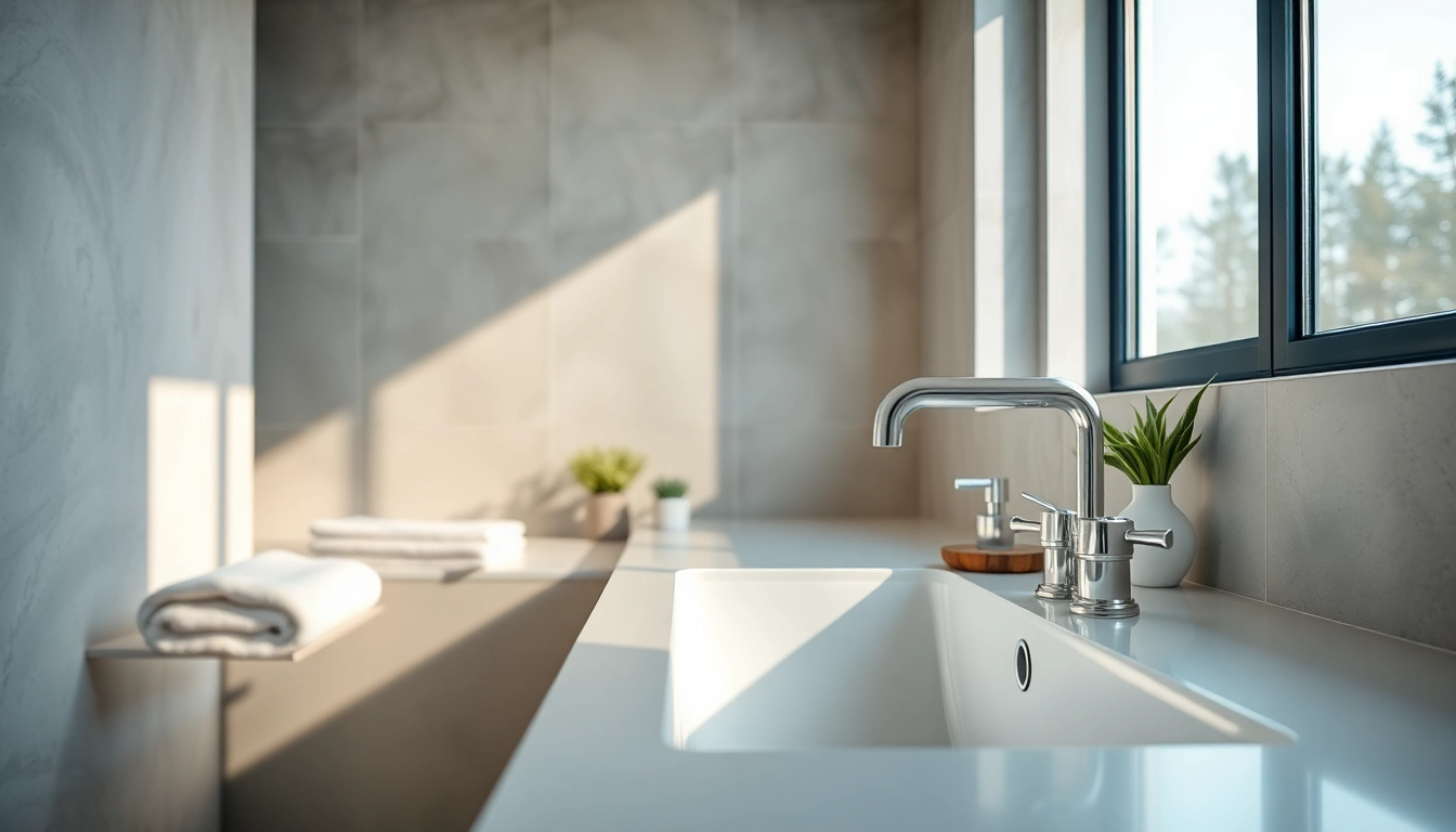 Installieren Sie sonni sanitär Armaturen in einem modernen Badezimmer mit eleganter Einrichtung.