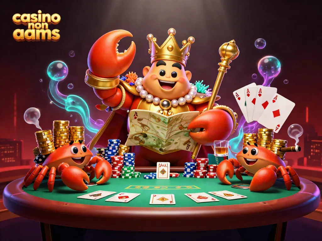 Gioca nei casino non AAMS con il granchio imperatore che distribuisce chip d'oro.