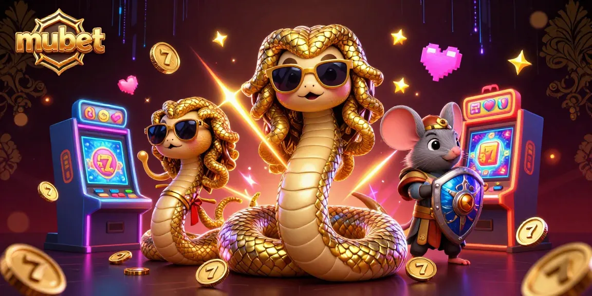 Spin the reels at mubet with Medusa and a fearless warrior mouse amid vibrant slot game action.