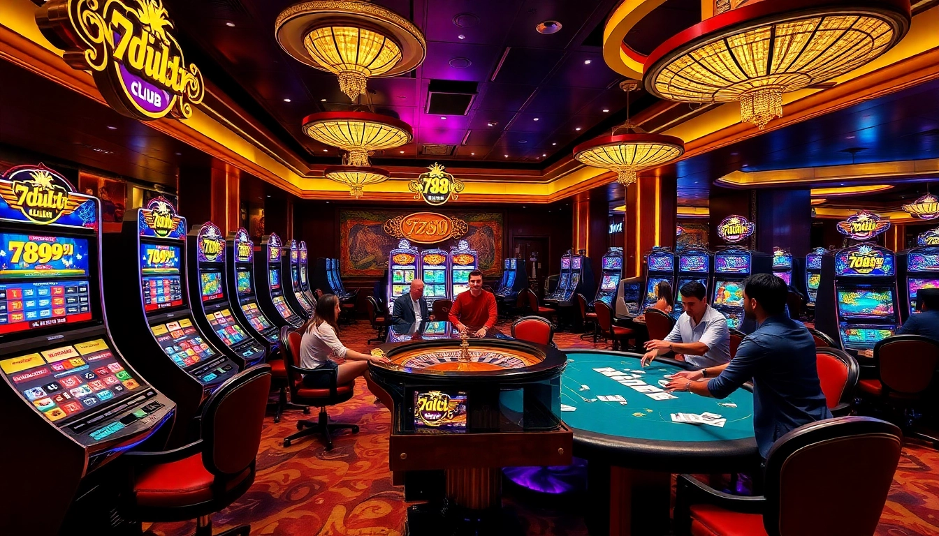 Experience the thrill of gambling at the 789club with vibrant casino visuals and engaged players.