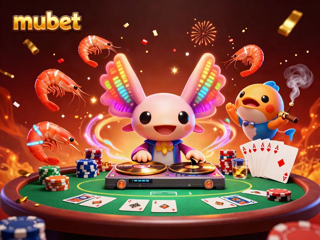 Join the vibrant gaming action at mubet with lively characters and a dynamic casino scene.