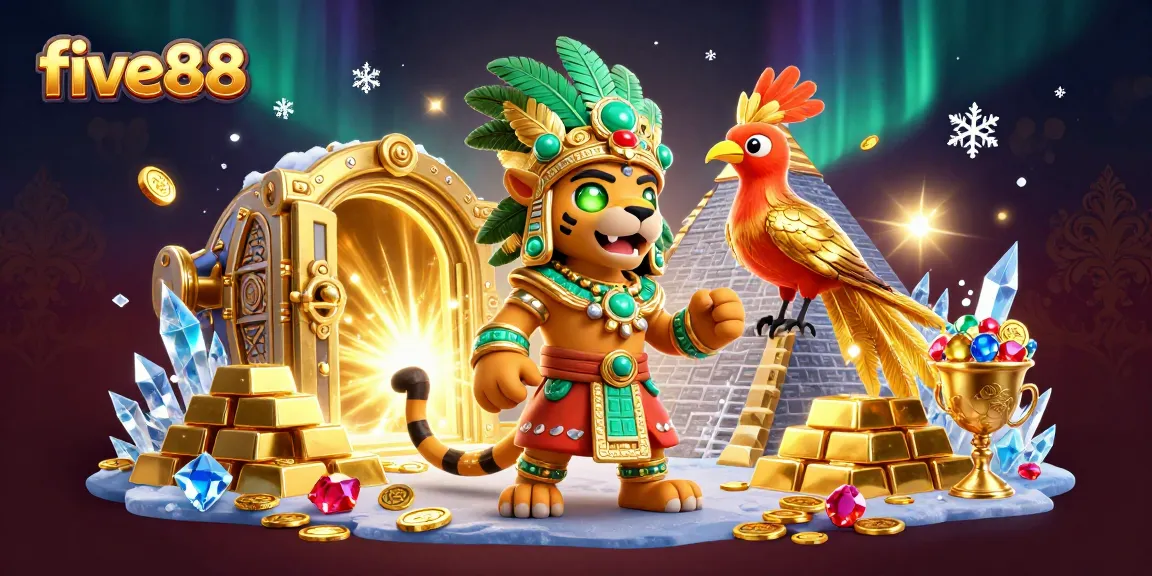 five88 showcases thrilling casino adventures with a golden treasure scene and majestic characters.