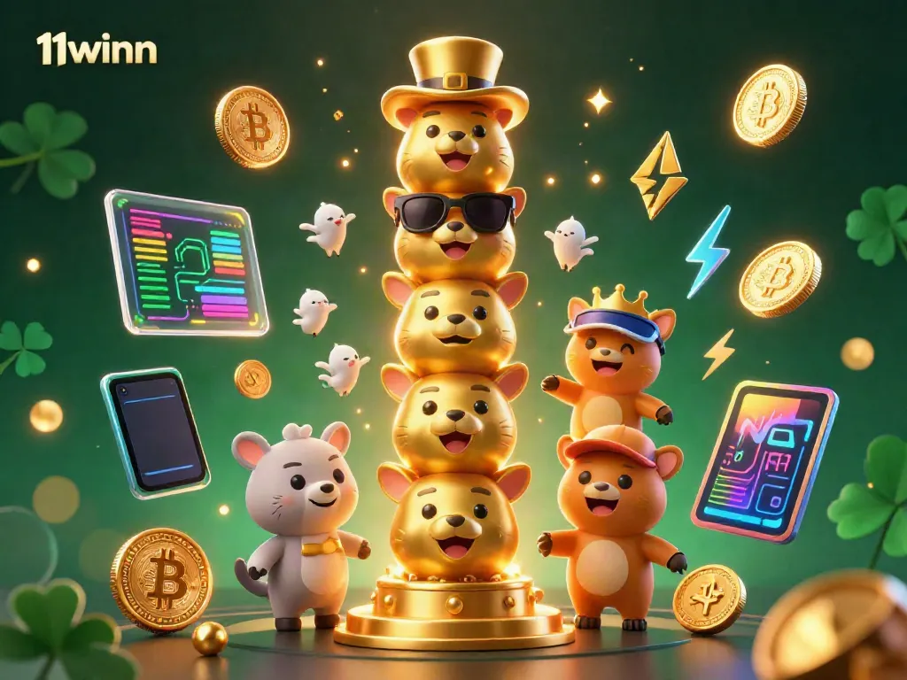 Join the excitement at 11winn with vibrant 3D casino action featuring animated characters and crypto elements.