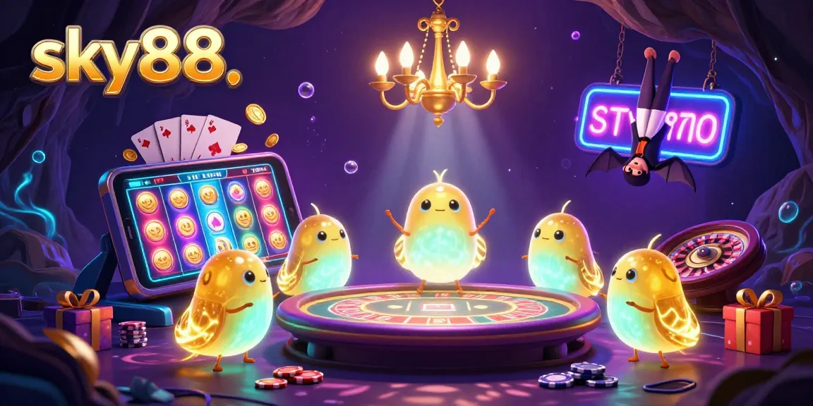 Experience thrilling gameplay at sky88 with dazzling glowworms lighting a vibrant casino atmosphere.