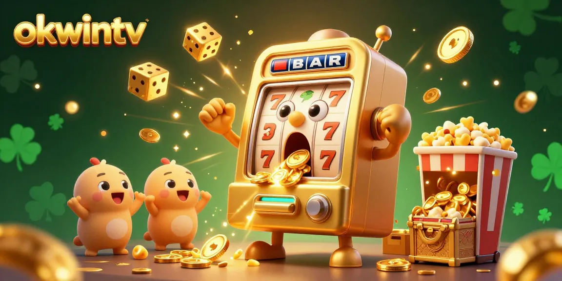 Experience the exciting jackpot thrill with okwintv's animated slot machine and bursts of gold!