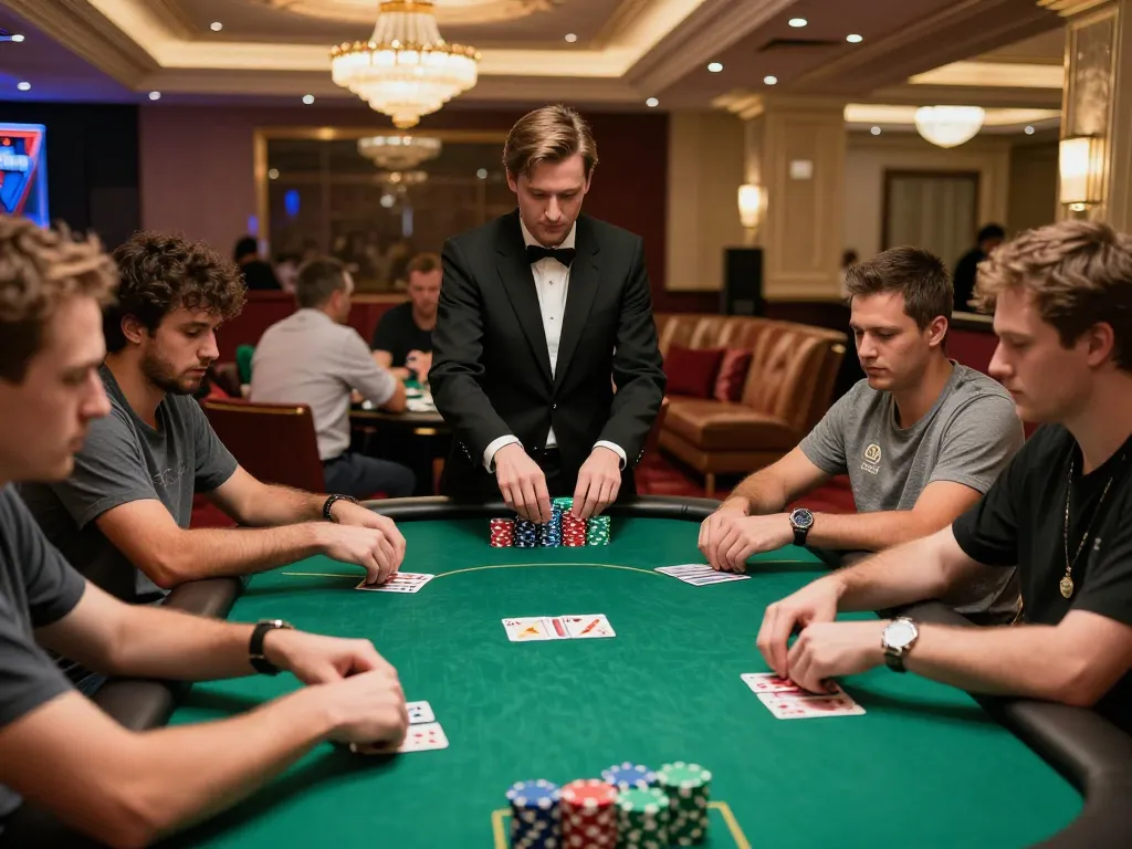 88betcom showcases players engaged in a high-stakes poker game, emphasizing strategy and excitement.