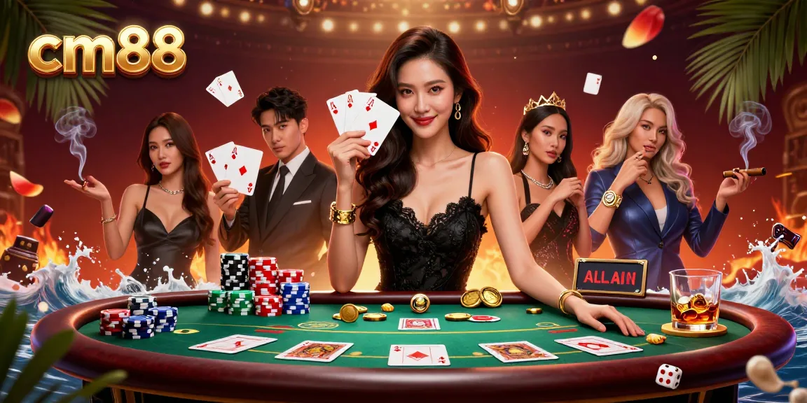 Experience cm88's thrilling casino action with elegant Asian lady in a vibrant gaming scene.