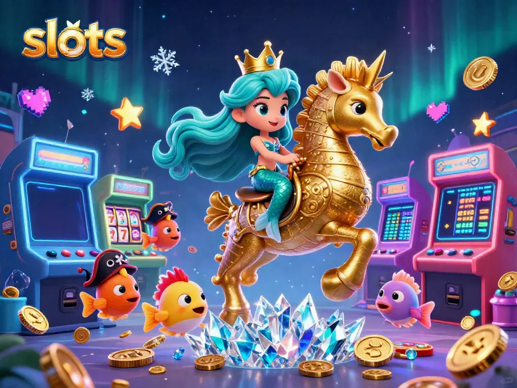 Experience the excitement of slots with a vibrant mermaid and jackpot-themed illustration.