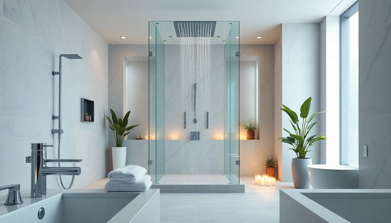 Experience elegant showers in a luxurious bathroom setting with modern fixtures.