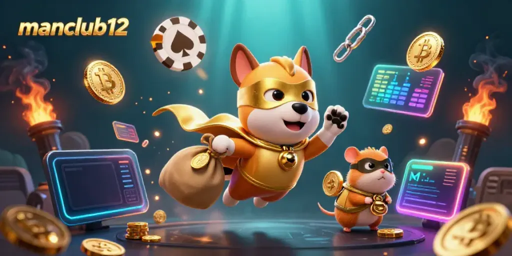Play and win with manclub12 in this thrilling casino adventure featuring a heroic dog and charming hamster!