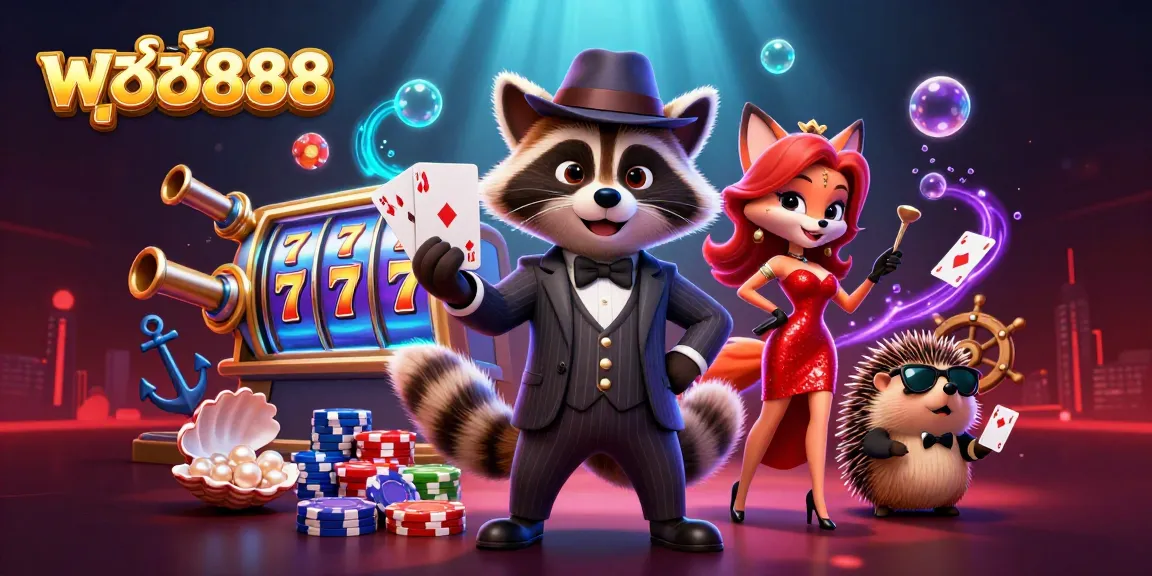 Pulsate your luck with พุซซี่888 as charming characters spin slot reels surrounded by golden treasures.