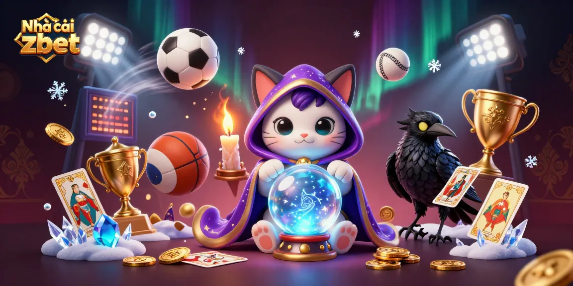 Engage with Nhà cái zbet's vibrant gaming scene featuring mystical characters and dynamic sports elements.
