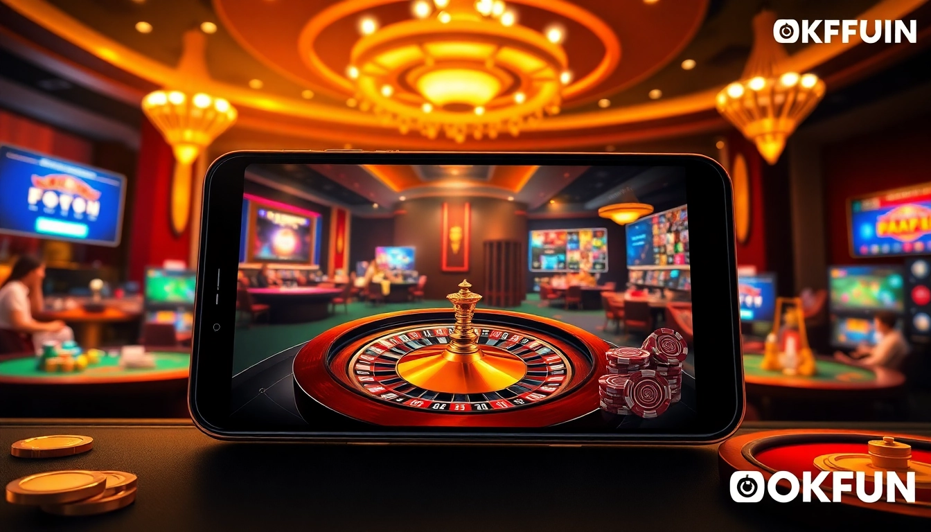Experience thrilling gameplay at Trang Chủ OKFUN with dynamic casino scenes and exciting betting options.