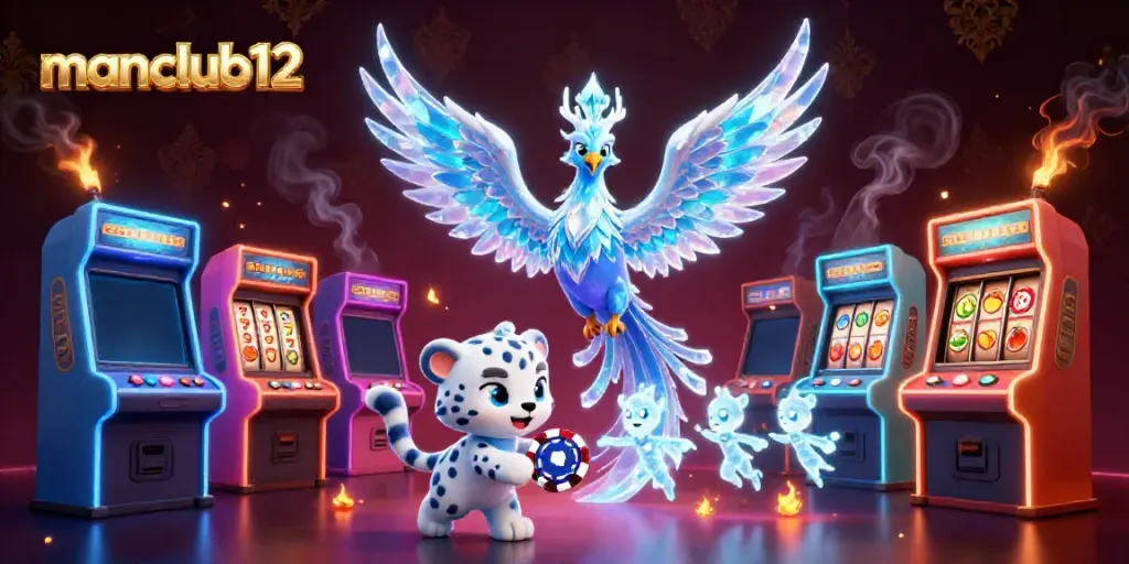 Experience the excitement of manclub12 with vibrant characters and casino elements in this dynamic illustration.