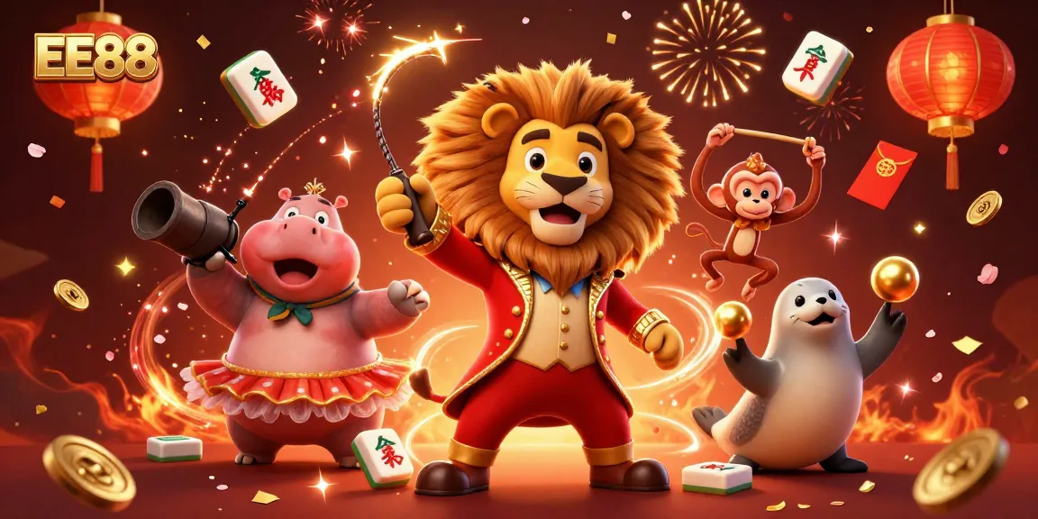 Experience thrilling gameplay with EE88's vibrant casino scene featuring dynamic characters and rich decorations.