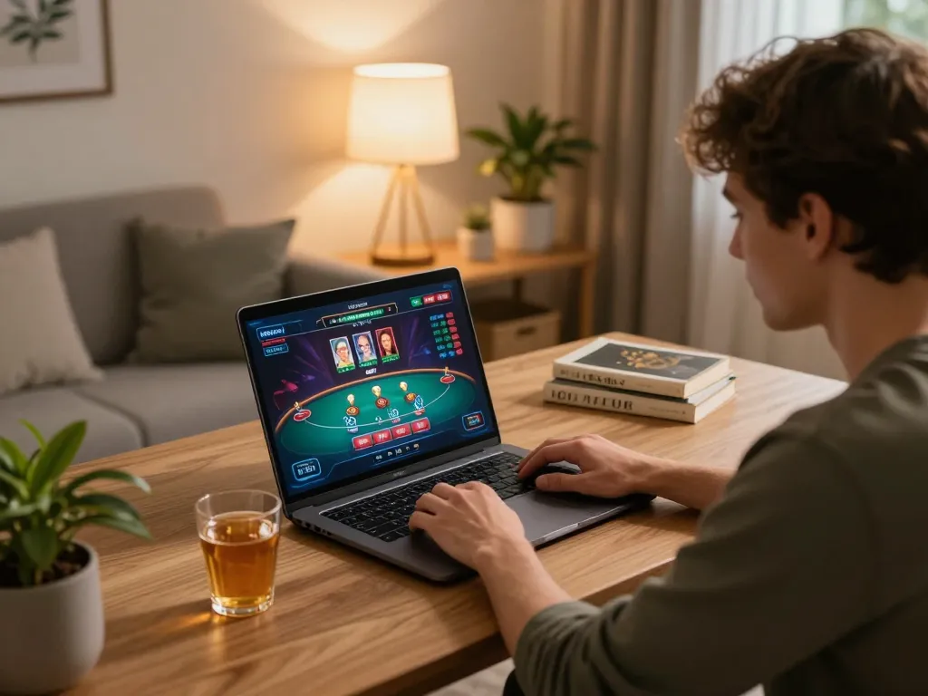 Player engaging in online casino gaming at home with SC88 focused on bankroll management.
