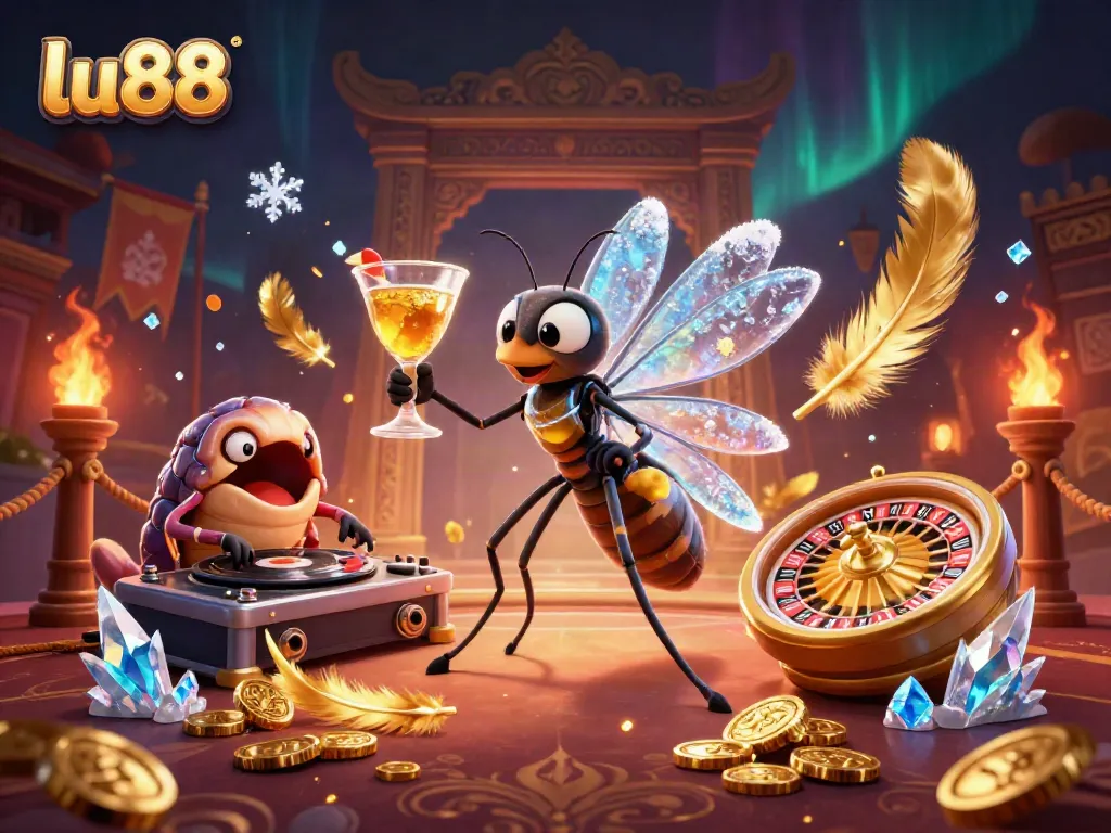 Experience lu88 casino excitement with a vibrant 3D character scene featuring unique gambling elements.