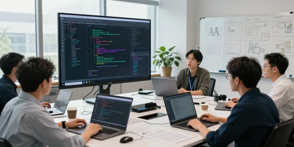 Team collaborating on Enterprise AI solutions in a modern office