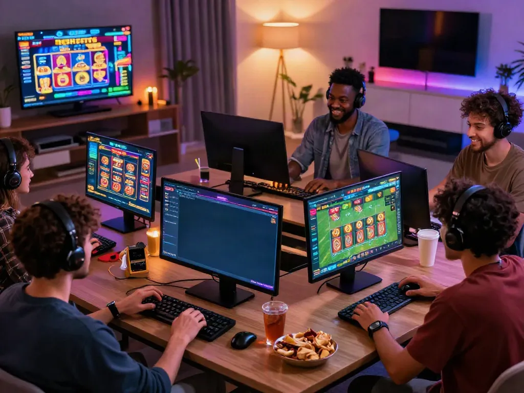 Exciting online gaming experience at KU88 with friends enjoying casino games and sports betting.