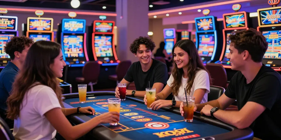 Exciting KO66 casino gaming scene with friends enjoying vibrant atmosphere.