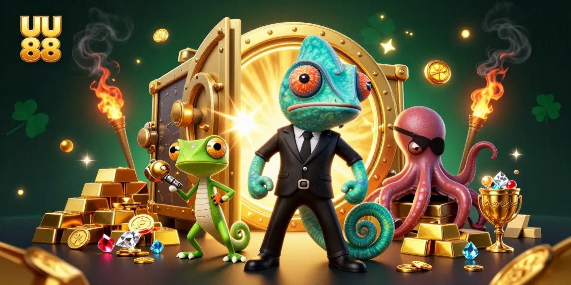 Engage with uu 88 through a dynamic 3D illustration showcasing vibrant casino elements.