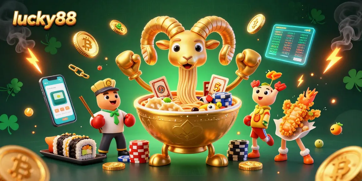 Engage with lucky88's thrilling slot experience featuring a dynamic casino scene filled with action-packed characters.