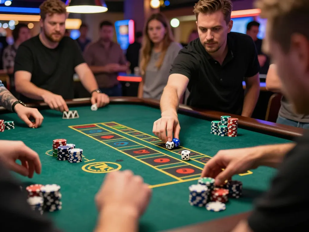 Experience the thrill of rolling dice at a lively craps table, epitomizing 789 gaming excitement.