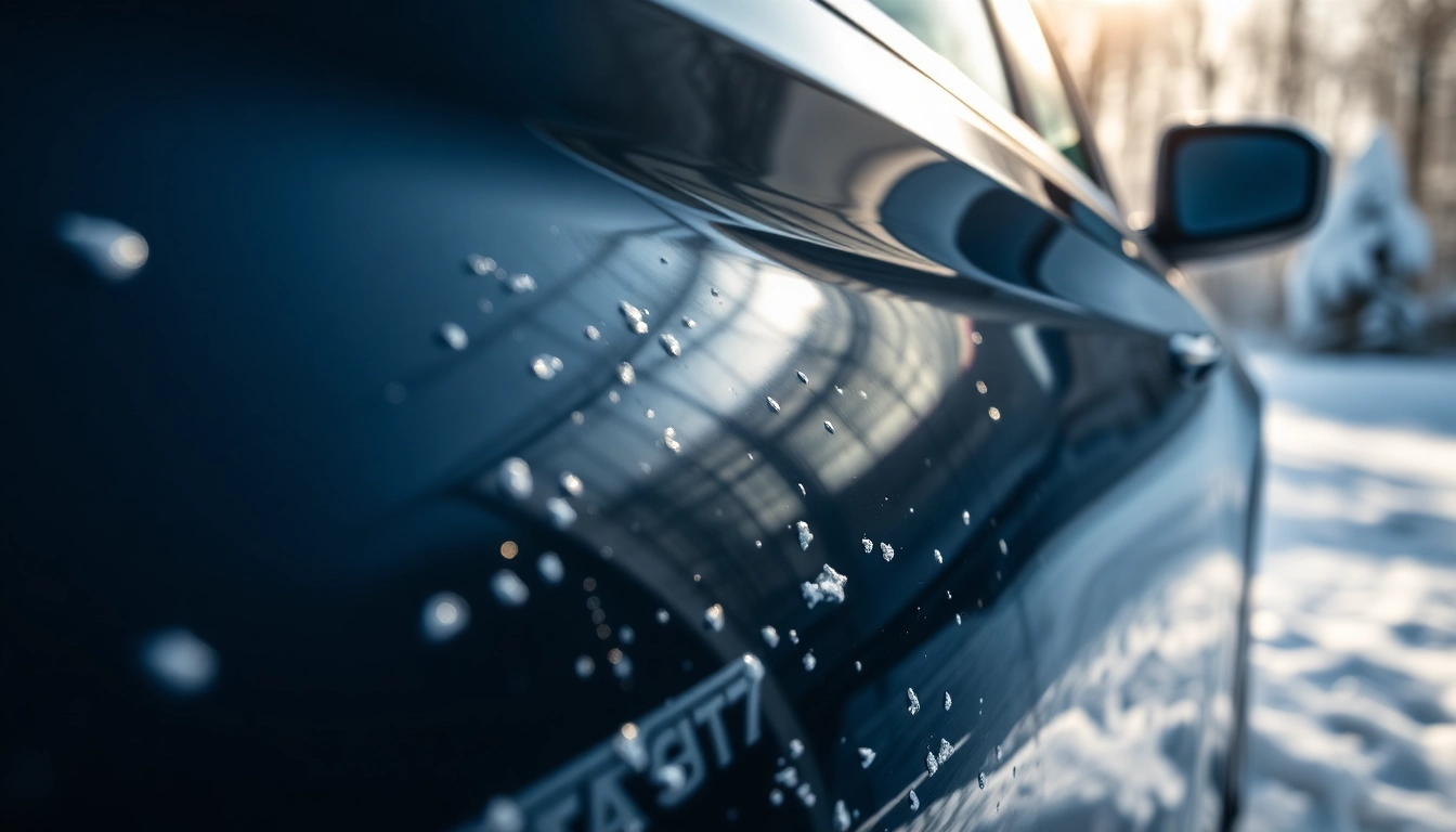 Highlighting PPF winter road salt protection on a vehicle's surface, showcasing its effectiveness against winter conditions.