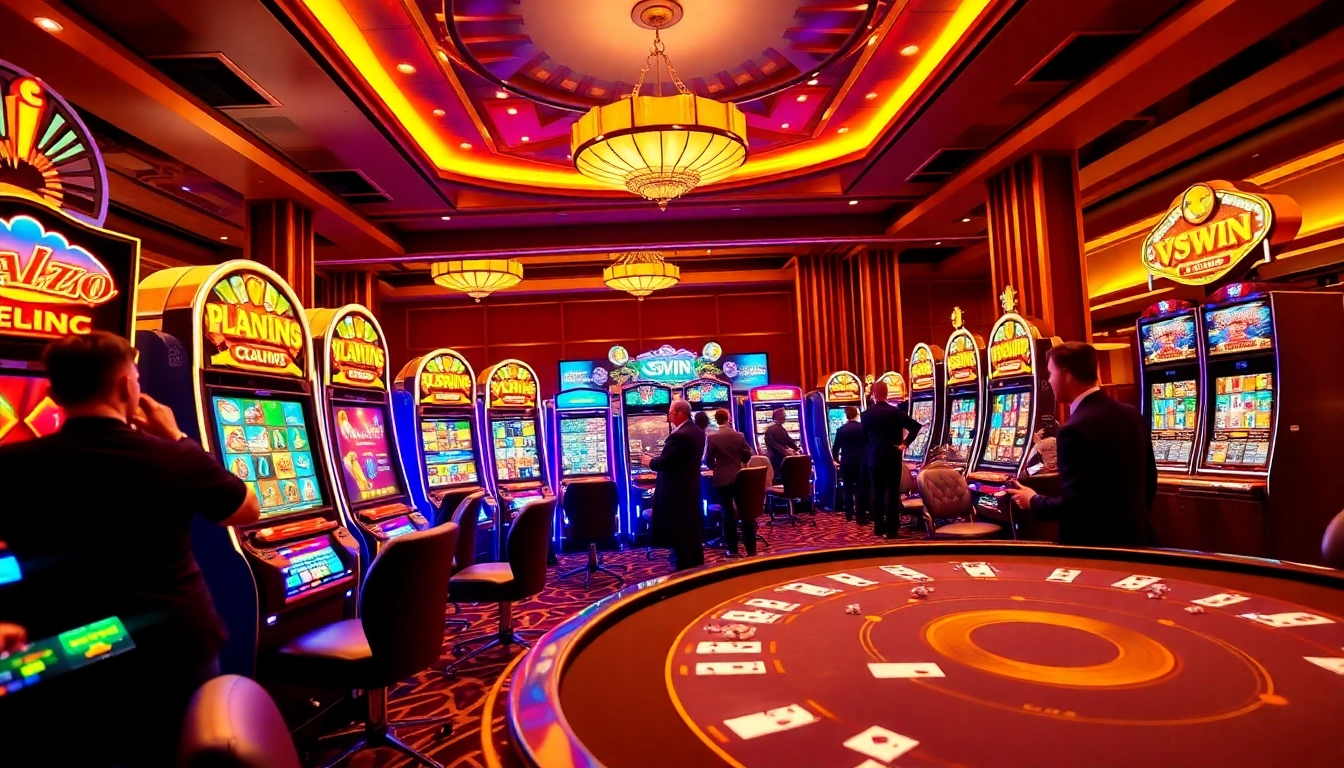 vswin players celebrating big wins at lively slot machines